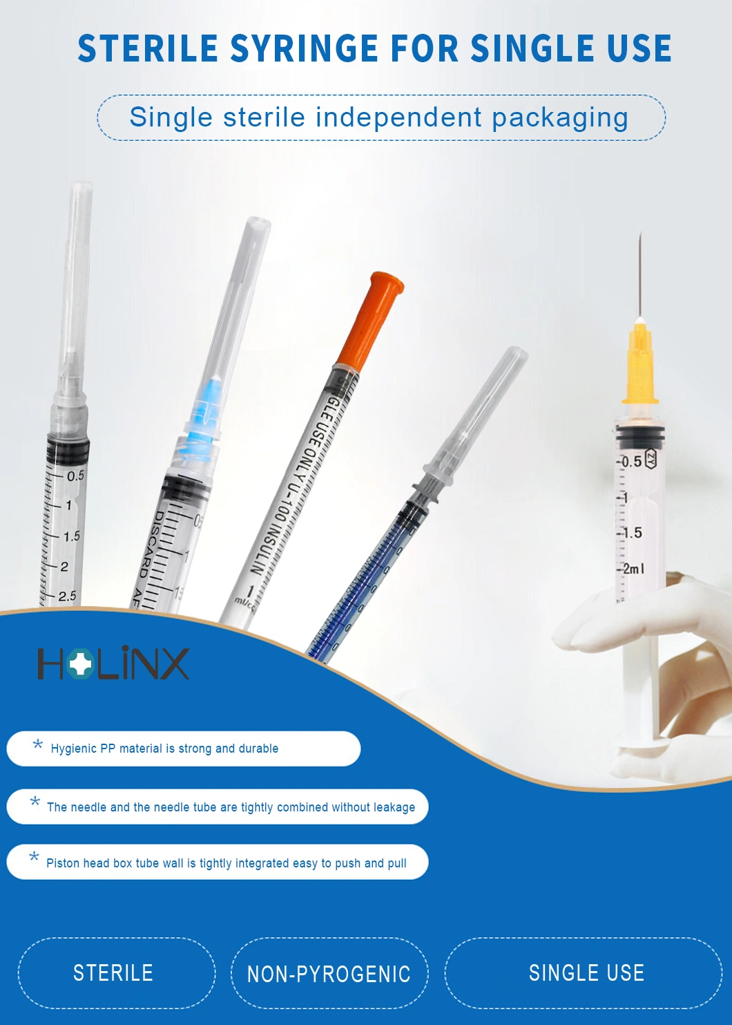 Steroid Irrigation Injection Plastic Luer Lock Slip Plastic Medical Disposable Syringe with Hypodermic Needles